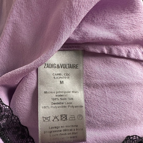 Zadig & Voltaire purple lace trimmed camisole cami AS IS M - Picture 6 of 9